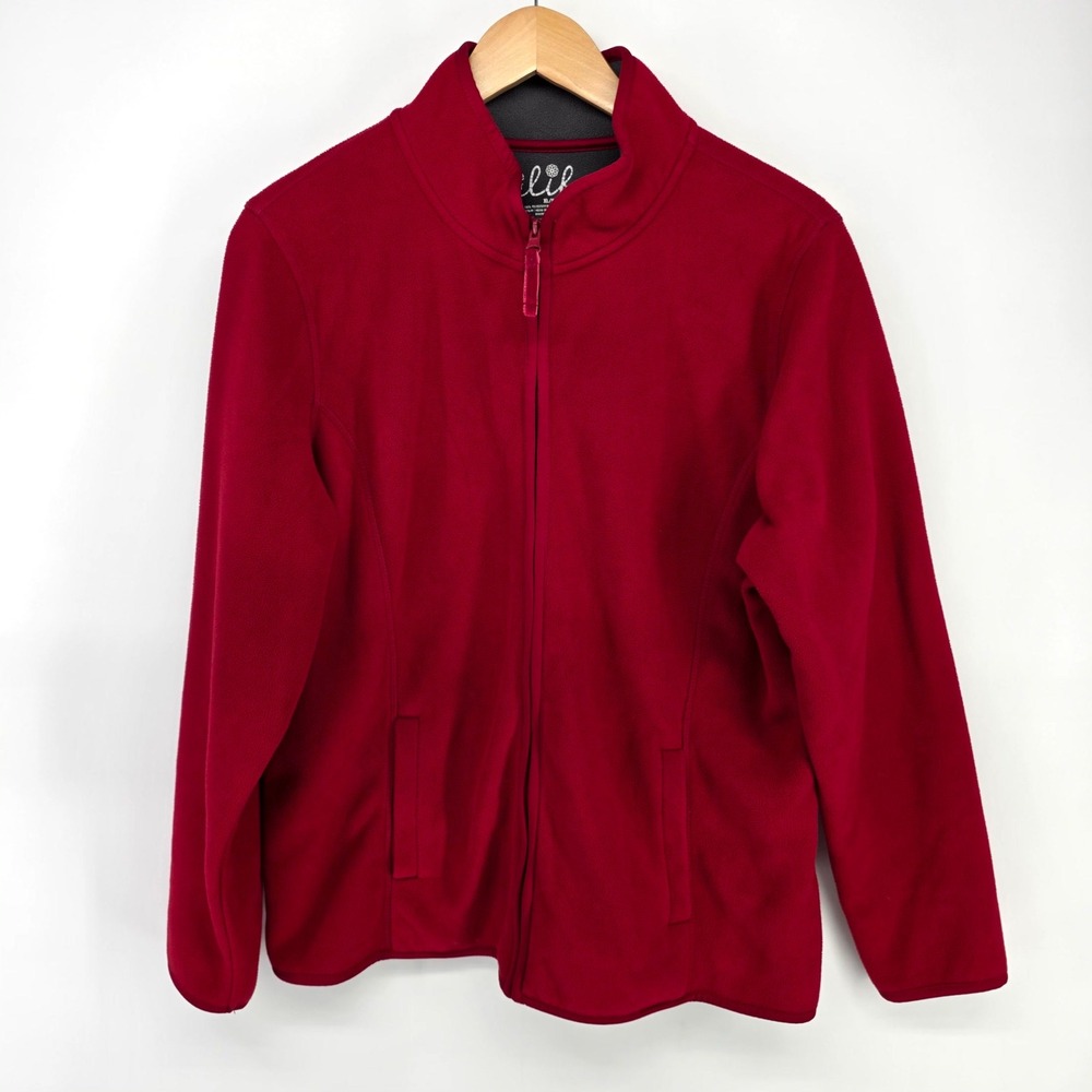 Made For Life Fleece Jacket Womens XL Red Full Zip Mock Neck Outdoor Warm Soft